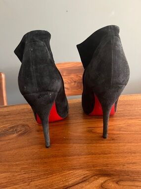 Christian Louboutin Black Suede Pumps with Red Sole